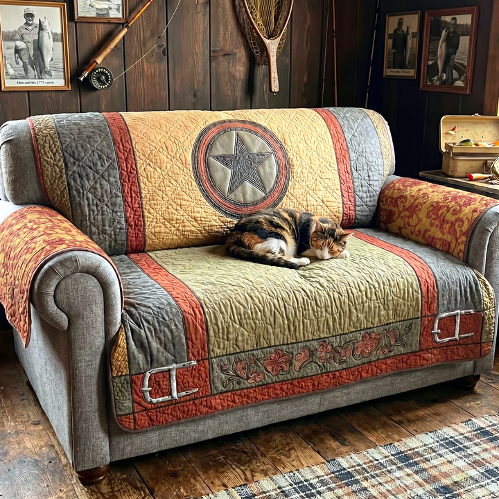 Quilted sofa cover with Texas star NCU0XD2128