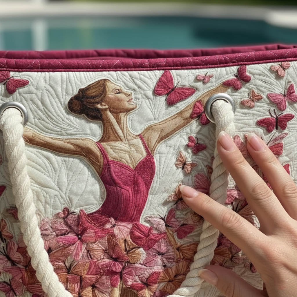 Graceful Ballerina quilted beach bag in large summer tote style