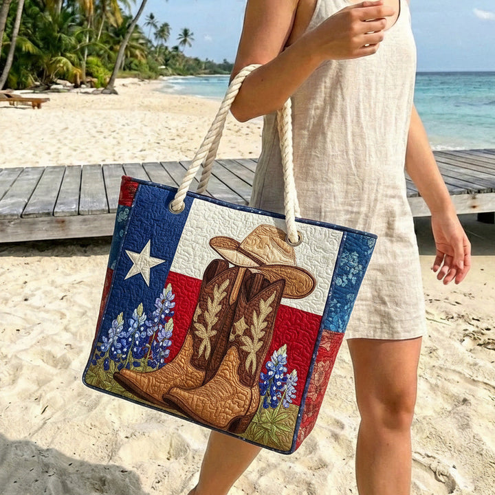 Texas Spirit quilted beach bag in large summer tote style