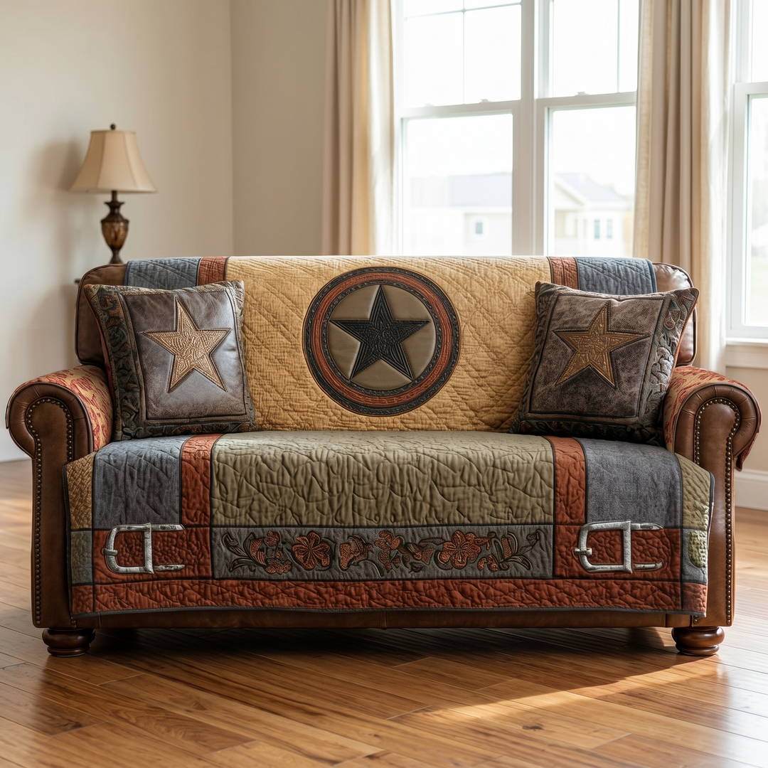 Quilted sofa cover with Texas star NCU0XD2128