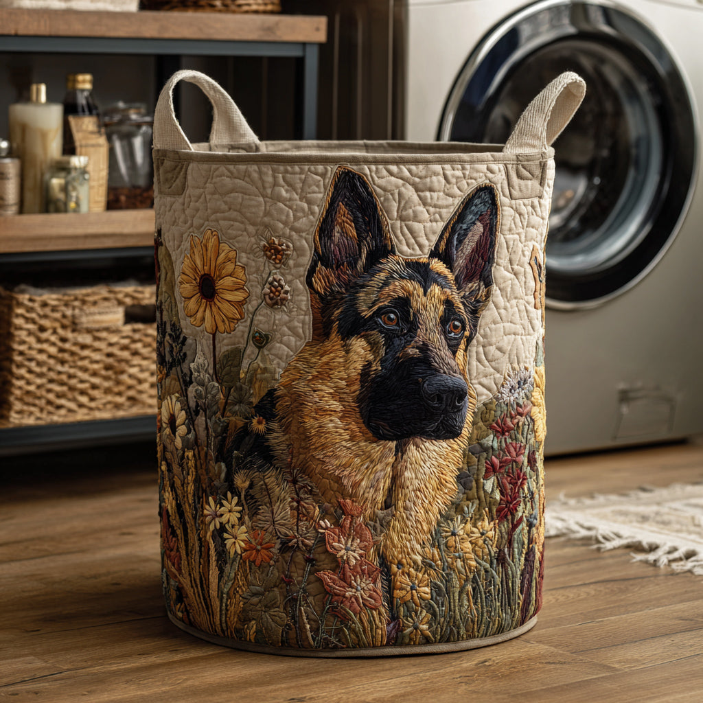Quilted Laundry Basket with German Shepherd NCU0HNH062