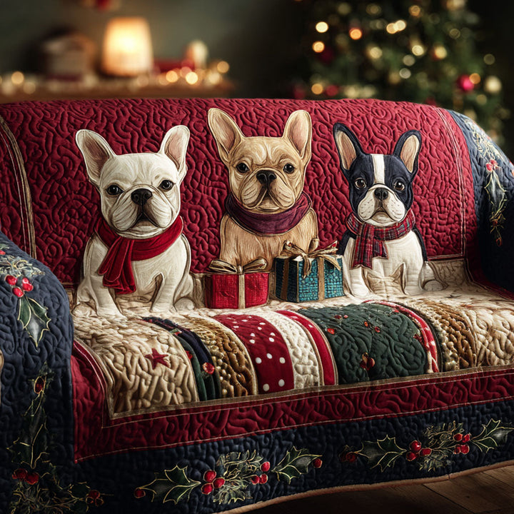 Quilted Sofa Cover with French Bulldogs NCU0TV859