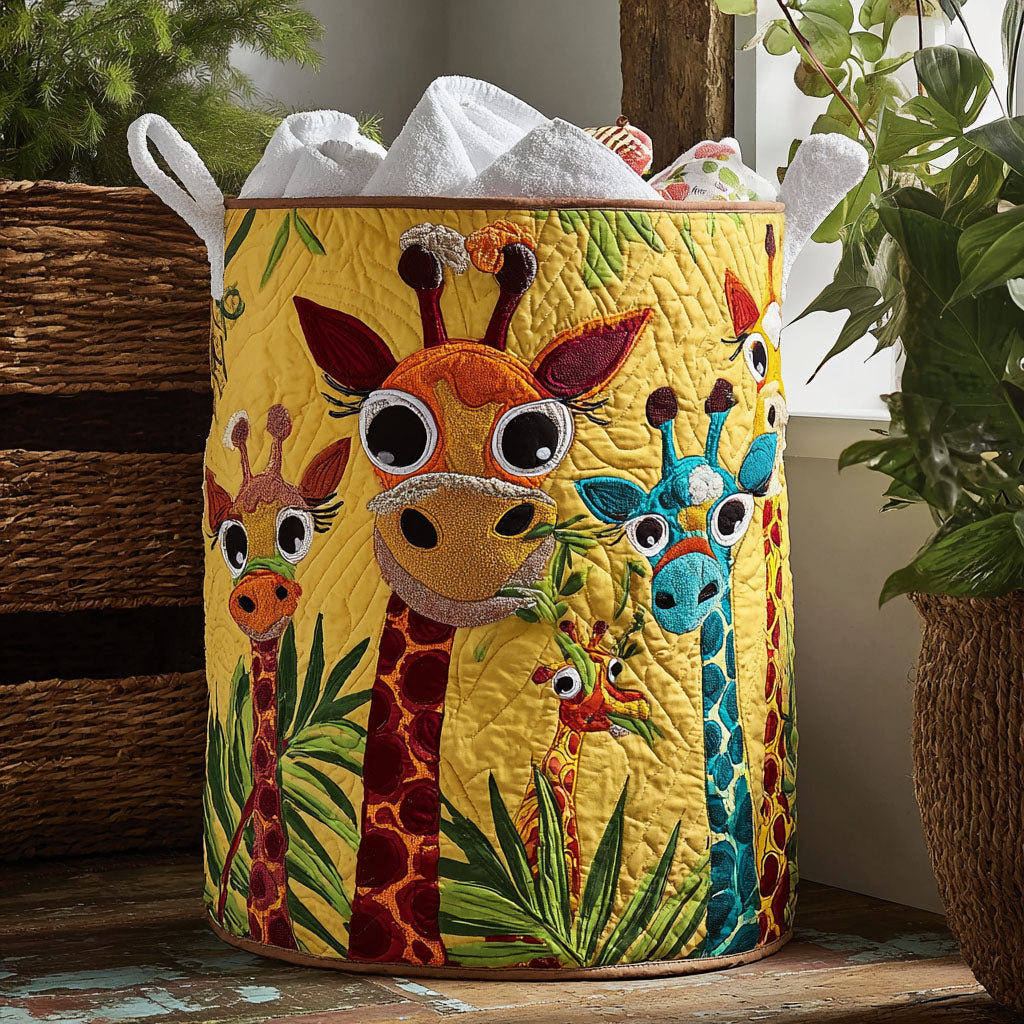 Quilted laundry basket with cute giraffe NCU0PTT981