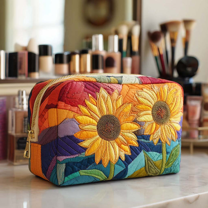 Quilted beauty case with golden flower NCU0NT10231