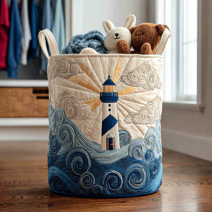Padded laundry basket with marine pattern NCU0NNT1242
