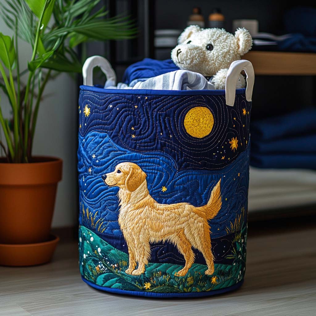 Quilted laundry basket with dog pattern NCU0NNT1339