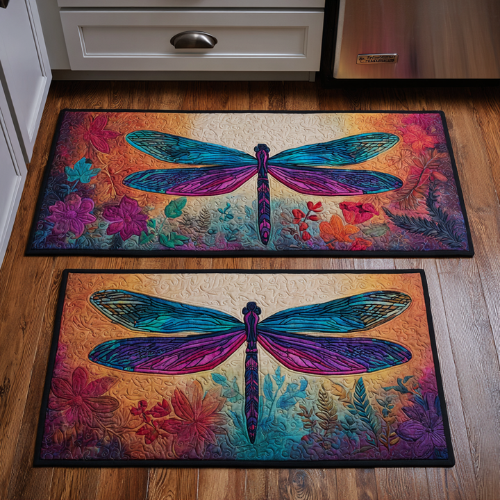 Non-slip kitchen rug with golden dragonfly NCU0DK10929
