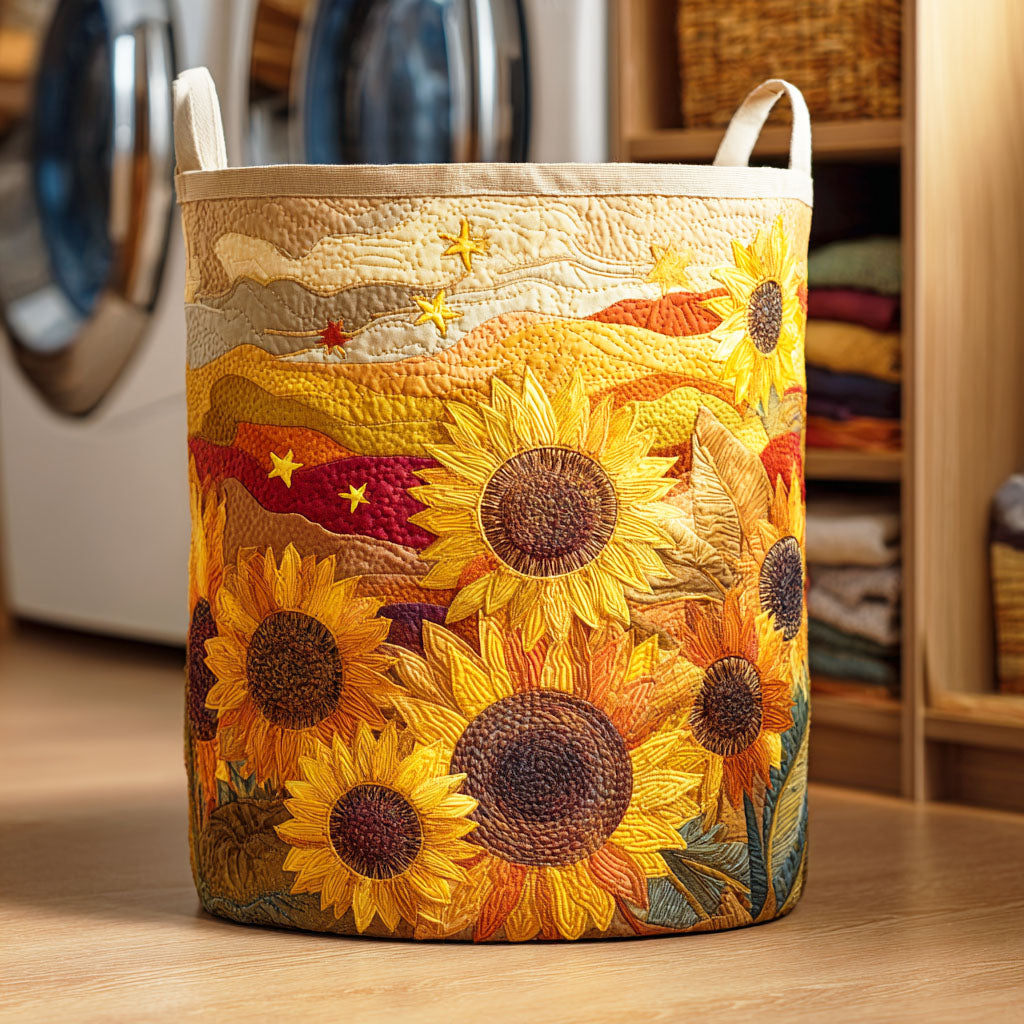 Quilted laundry basket with sunflower NCU0QN042