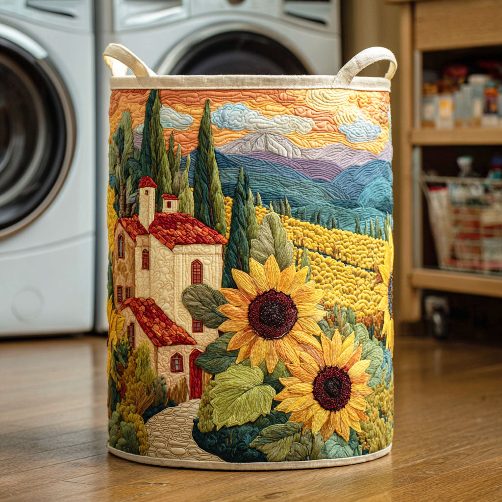 Quilted laundry basket with sunflower NCU0QN042
