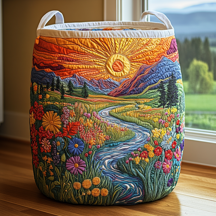 Quilted laundry basket with floral pattern NCU0DDK1014