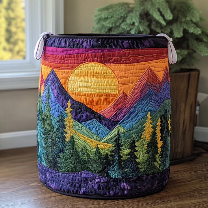 Quilted laundry basket with floral pattern NCU0QN003