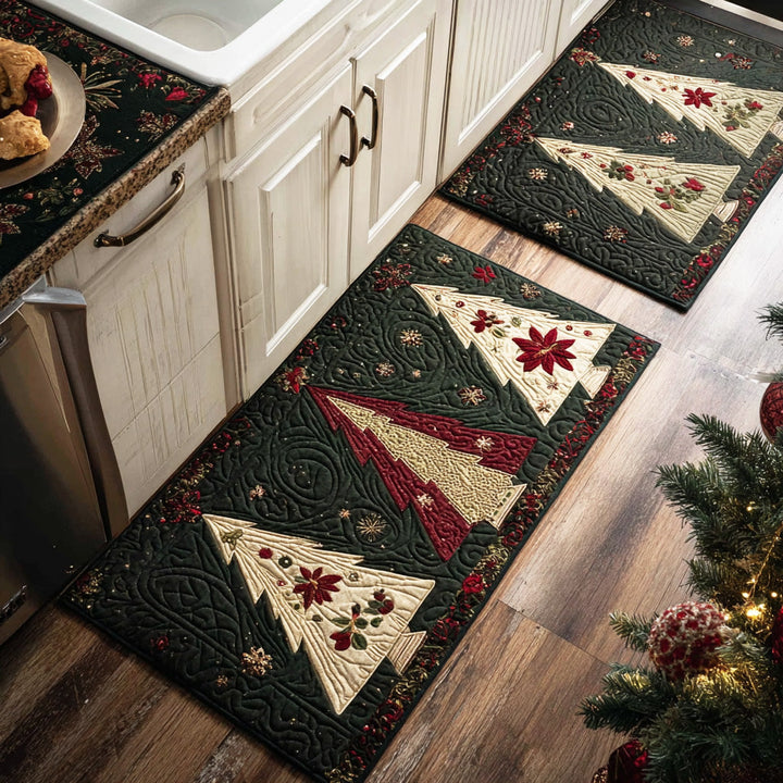 Non-slip Christmas kitchen rug with golden pine NCU0TD1717