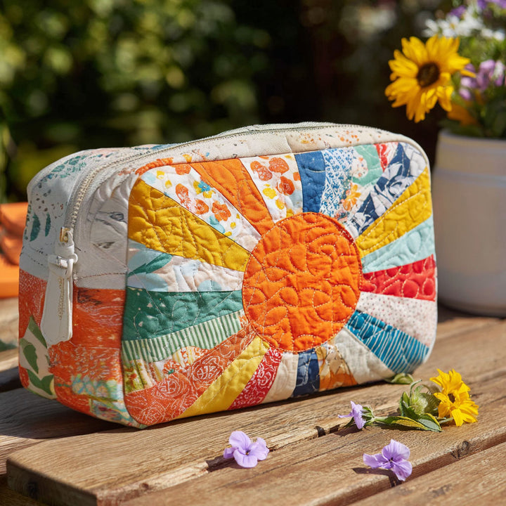 Quilted beauty case with golden ray NCU0PT9286