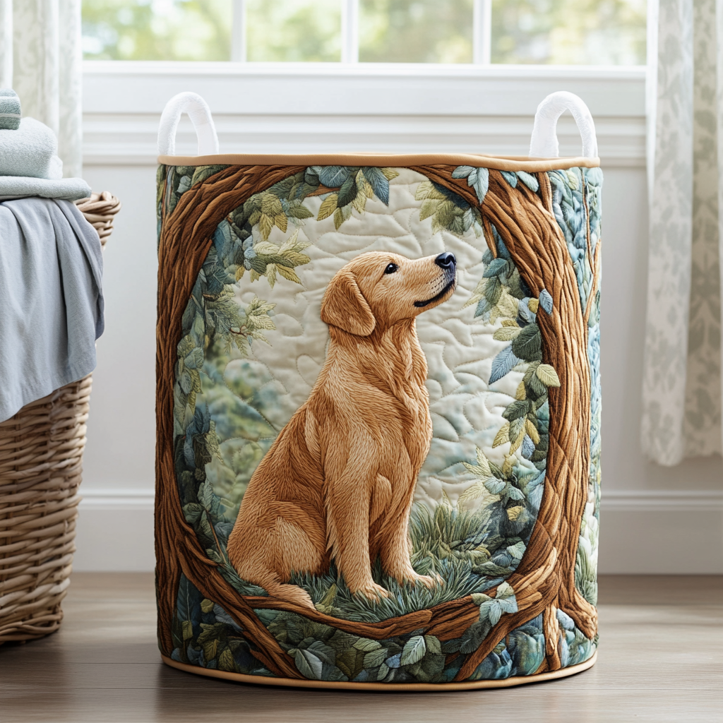 Quilted laundry basket with Golden Retriever NCU0DDK840