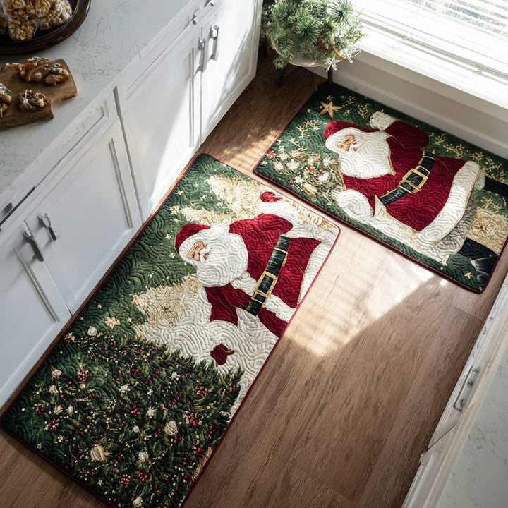 Non-slip Christmas kitchen rug with golden Santa NCU0DV8494
