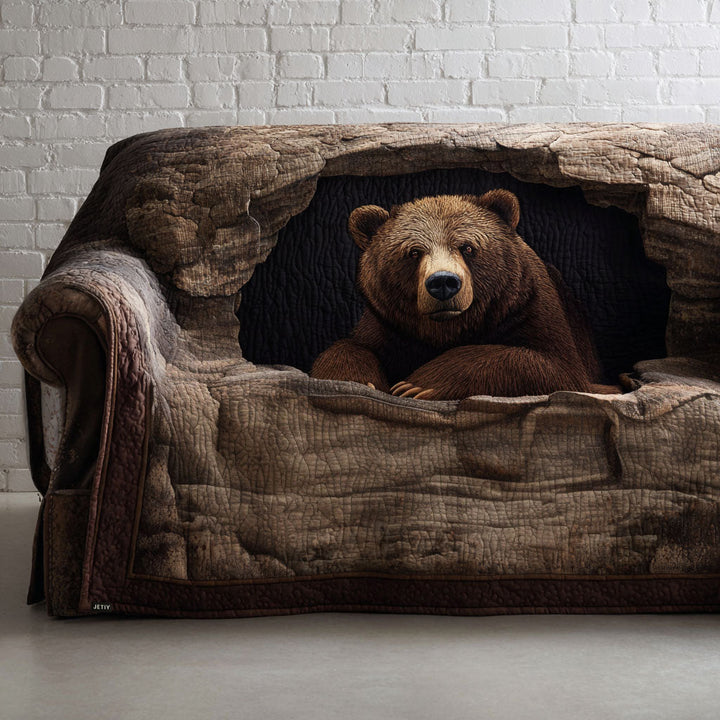Quilted sofa cover with grizzly bear NCU0PT9723