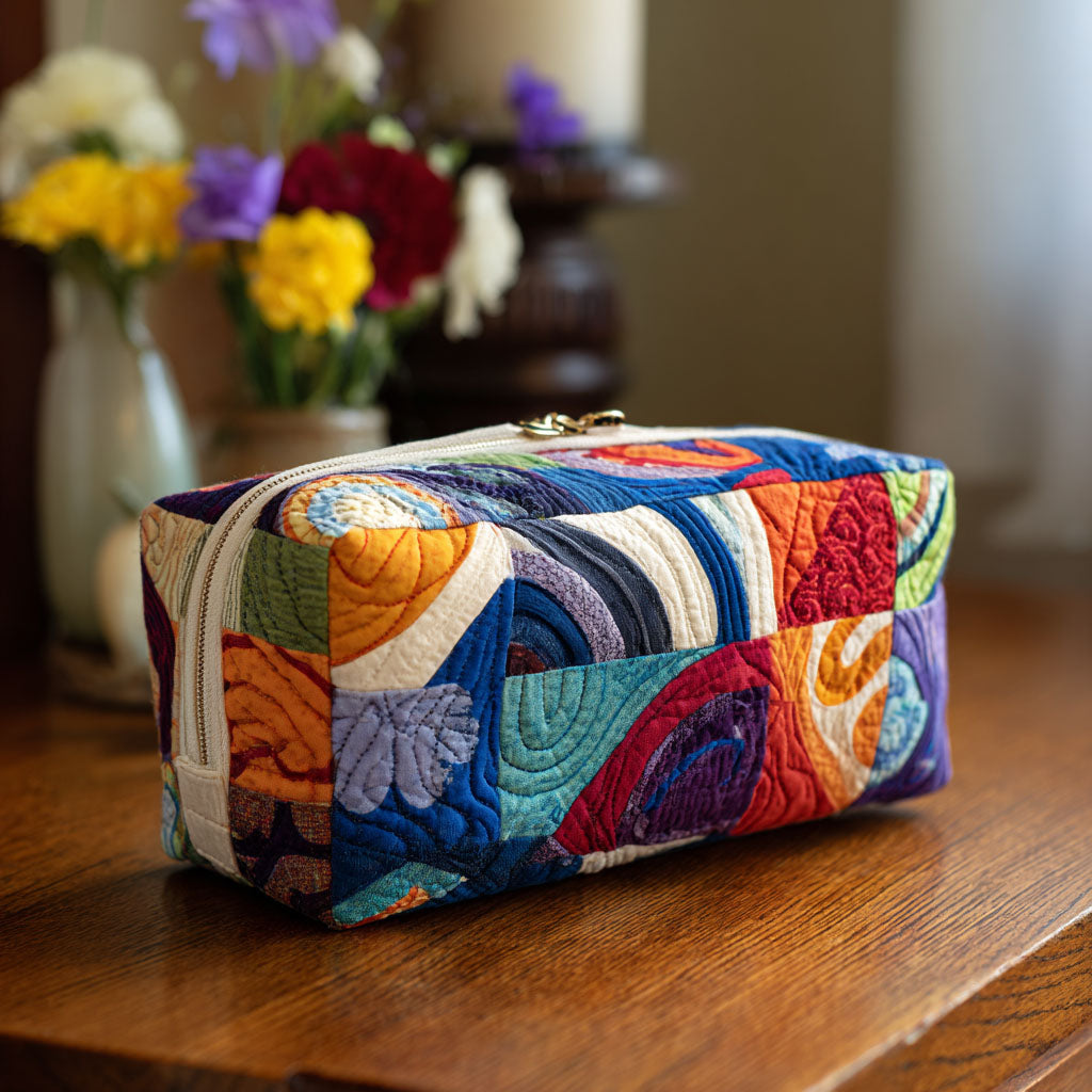 Quilted beauty case with retro waves NCU0PT9289
