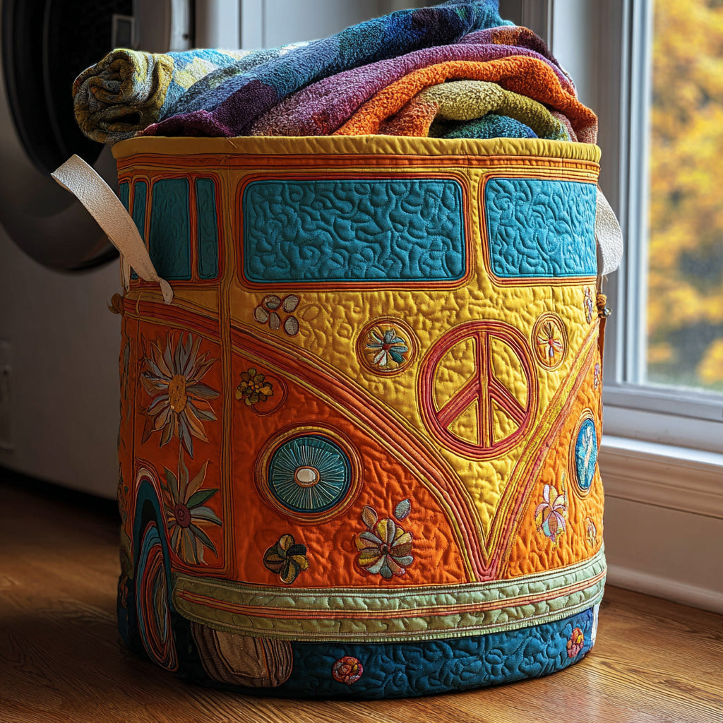 Colorful Quilted Laundry Basket in Hippie Style NCU0QN026
