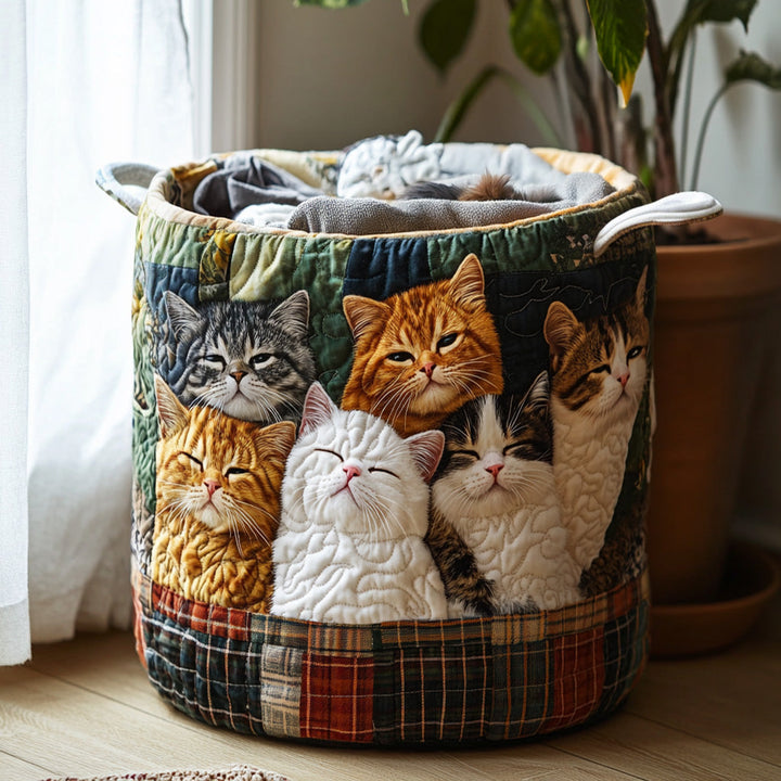 Quilted laundry basket with cats NCU0DV852