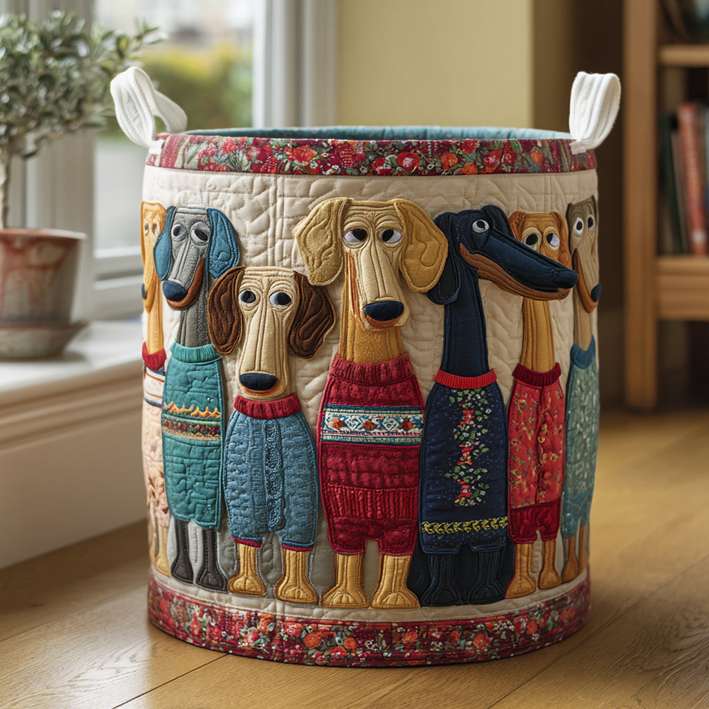Quilted Laundry Basket with Dachshund NCU0DV1639