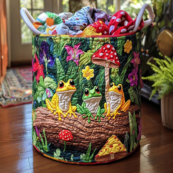 Quilted laundry basket with cheerful frogs NCU0NNT1614
