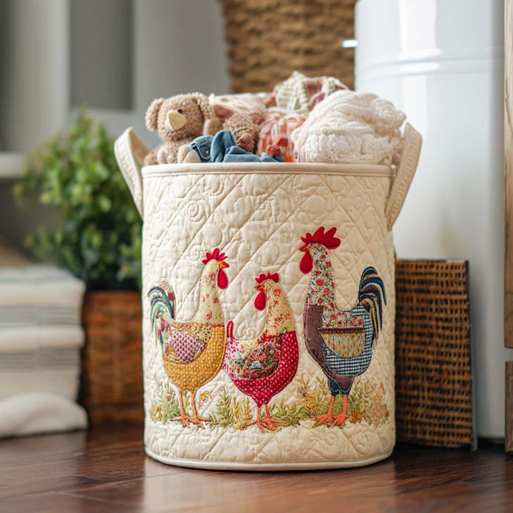 Quilted laundry basket with country chickens NCU0NNT1183