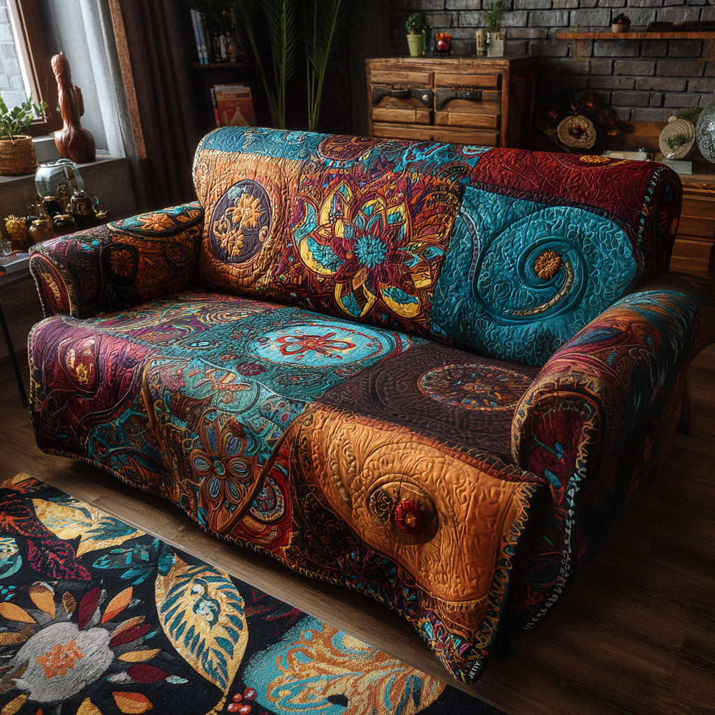 Quilted sofa cover with harmonious blooming NCU0PT10058