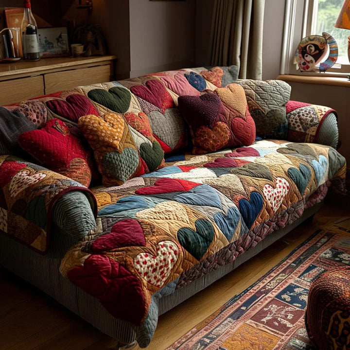 Quilted Sofa Cover with Romantic Heart NCU0NT11523