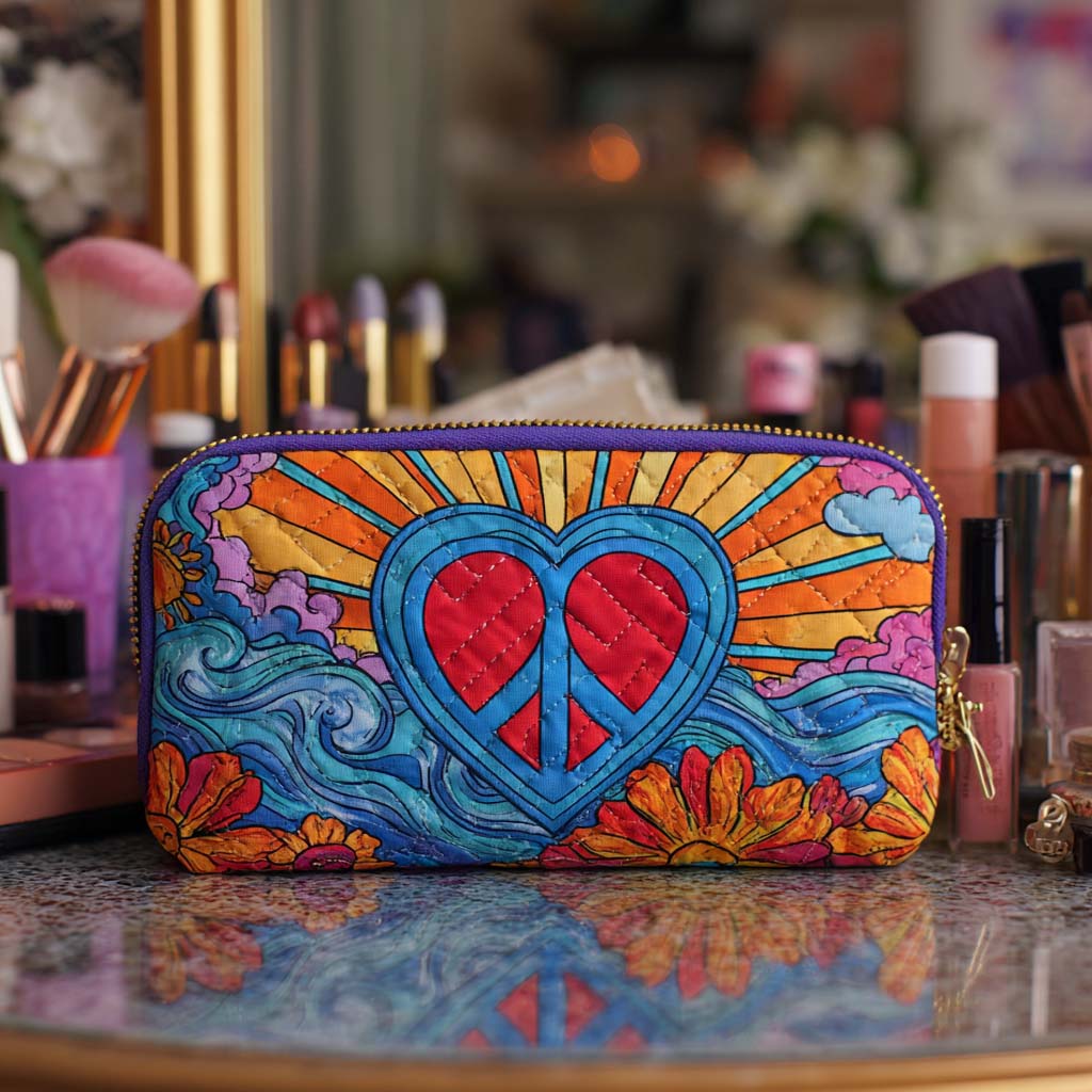 Quilted beauty case with peace symbol NCU0XD878