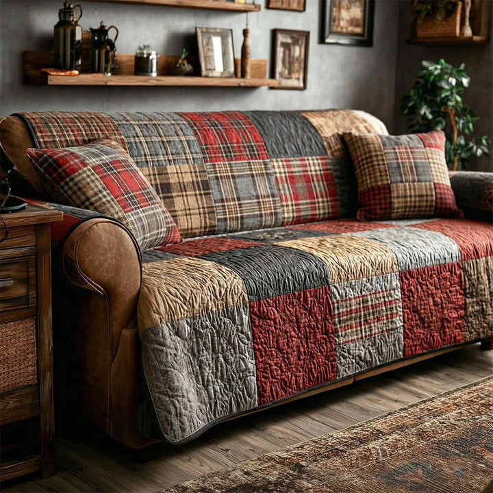Quilted Patchwork Rustic Sofa Cover NCU0VT365