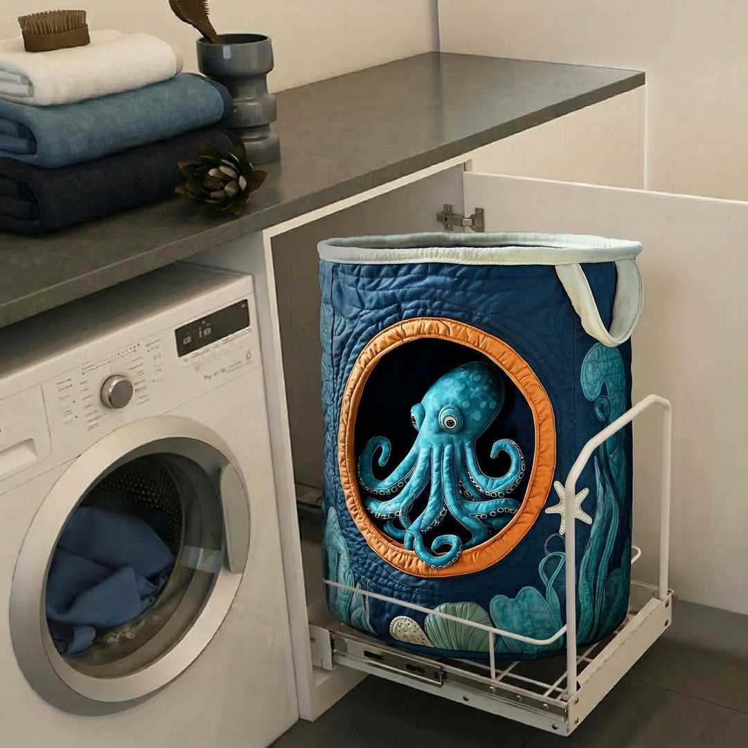Quilted laundry basket with octopus NCU0NTD374