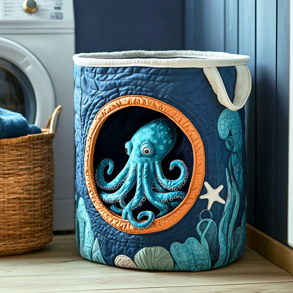 Quilted laundry basket with marine pattern NCU0QN043