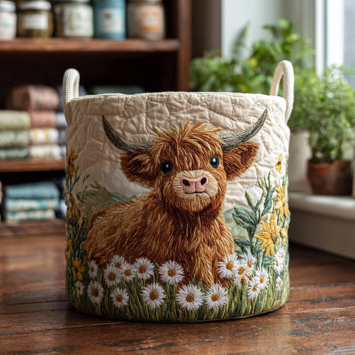 Quilted laundry basket with Highland cow NCU0PVL444