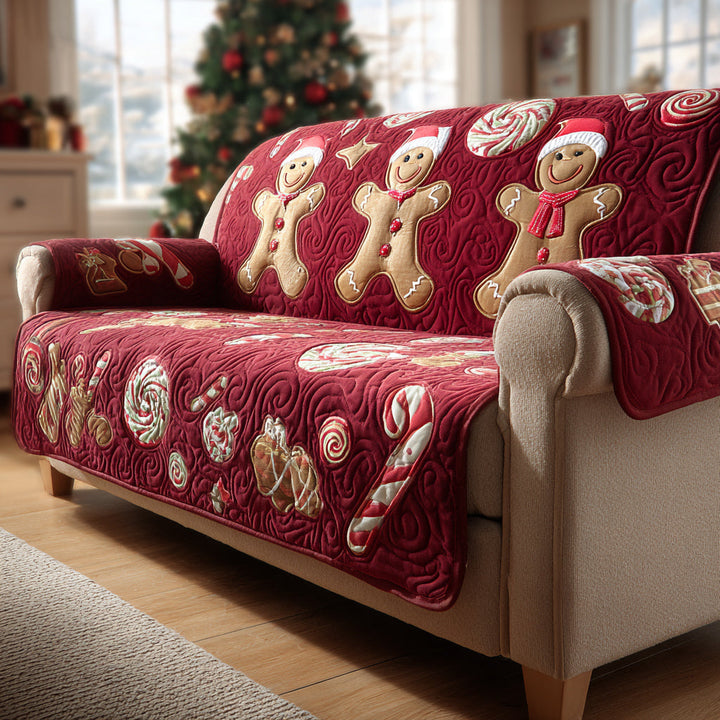 Quilted sofa cover with gingerbread man NCU0HH1129