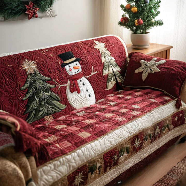 Quilted sofa cover with Christmas pattern NCU0PT9775