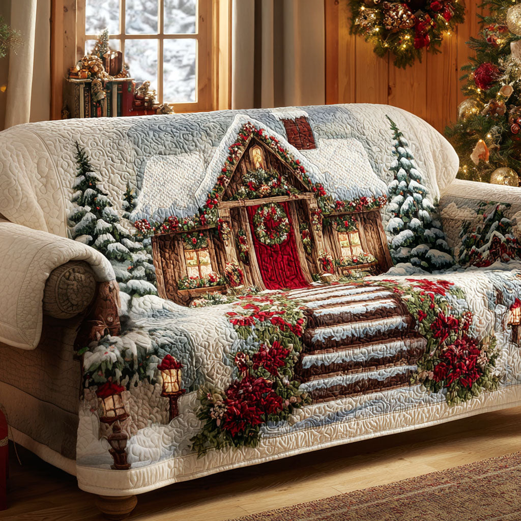 Quilted sofa cover with festive welcome NCU0TV880