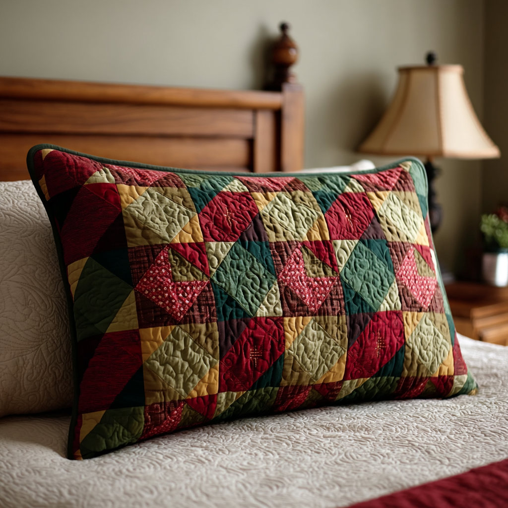 Quilted Cushion Cover with Holly Berries NCU0TV1261