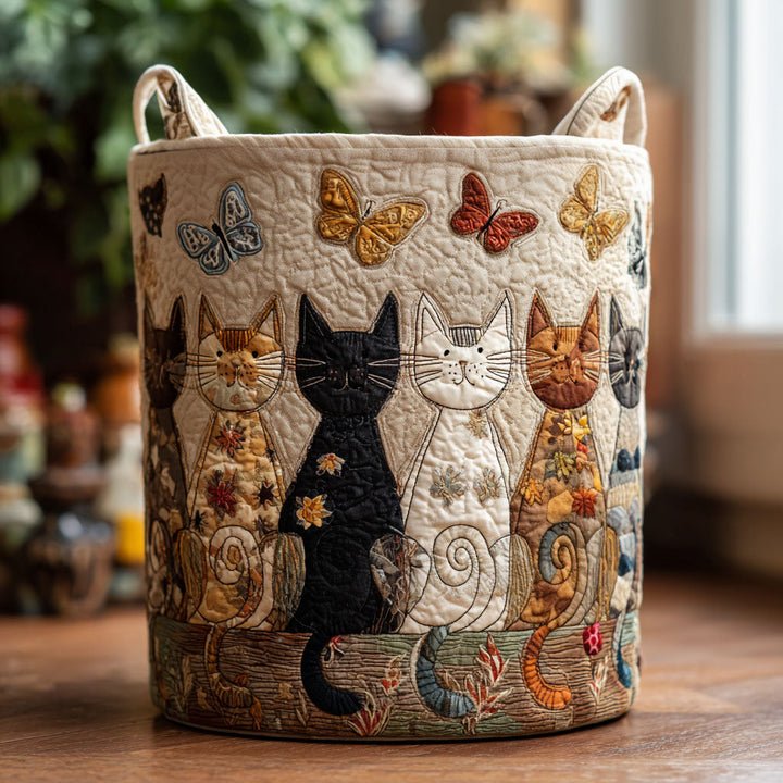 Quilted laundry basket with cats NCU0PTT1895