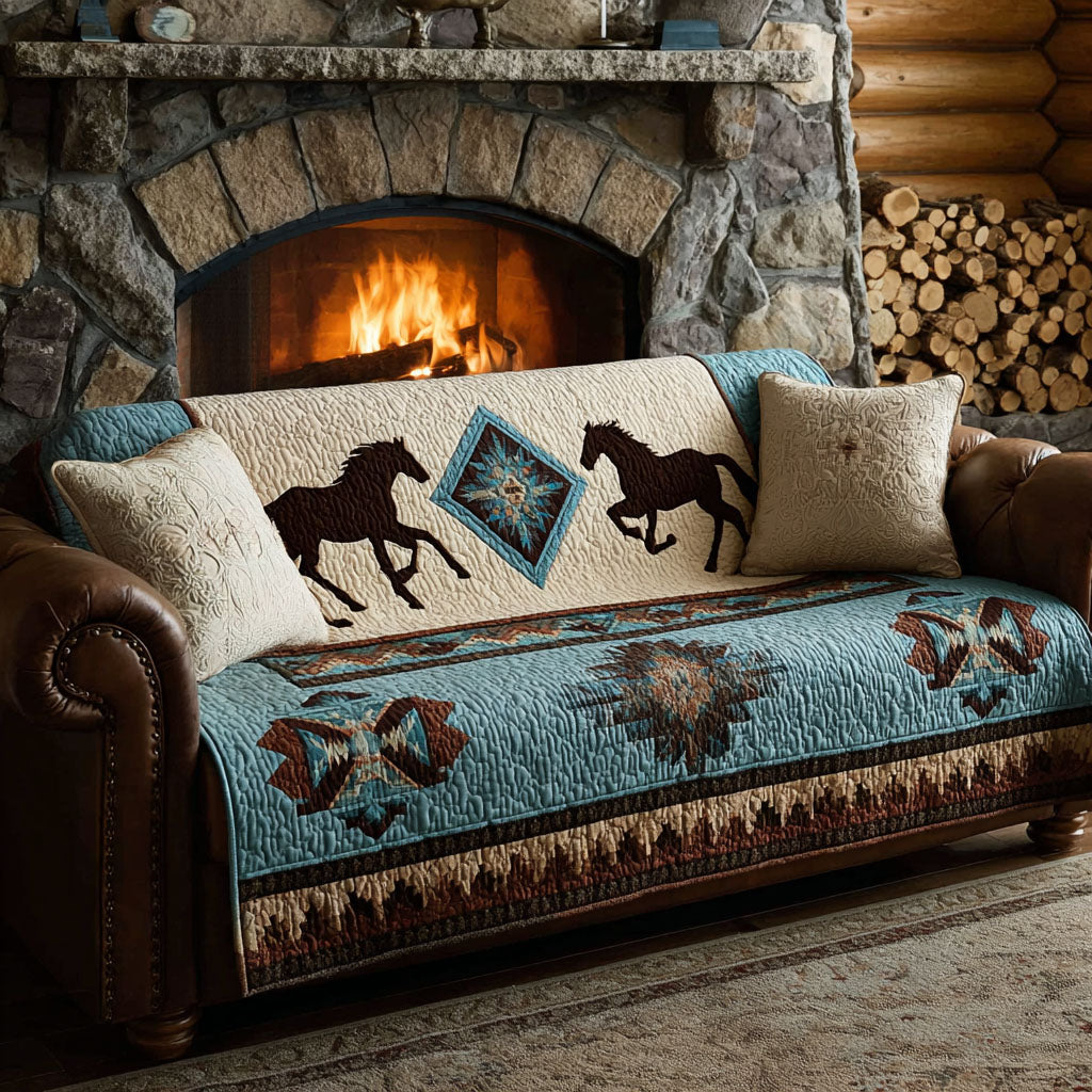 Quilted sofa cover with horse and sky NCU0DK11510