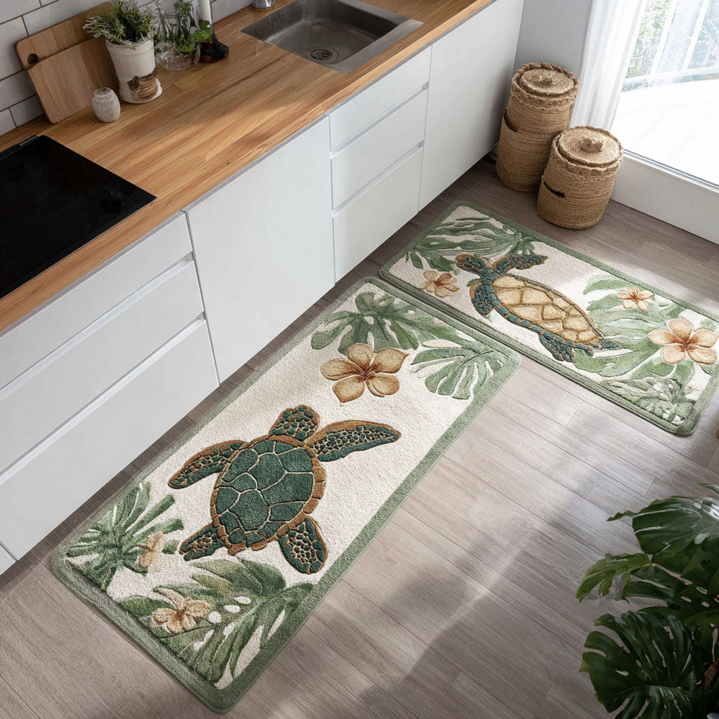 Non-slip kitchen rug with delicate shells NCU0PT10165