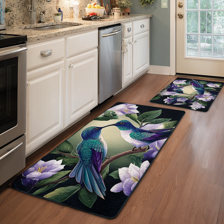 Non-slip kitchen rug with hummingbirds and flowers NCU0DK10910