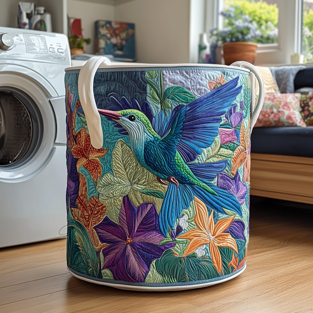 Padded Laundry Basket with Hummingbirds NCU0DDK523