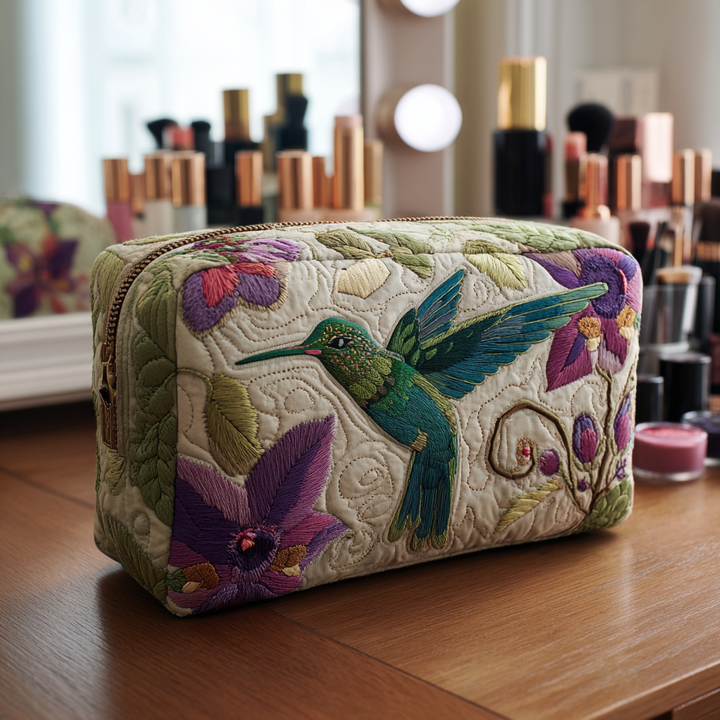 Quilted beauty case with hummingbird garden NCU0DK10212