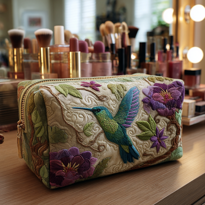 Quilted beauty case with luminous hummingbird NCU0DK10214