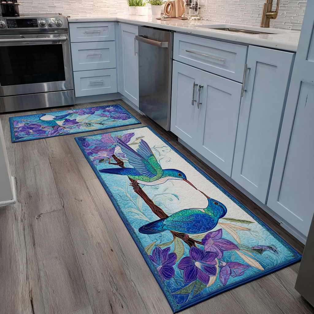 Non-slip kitchen rug with delicate hummingbird NCU0DK11059