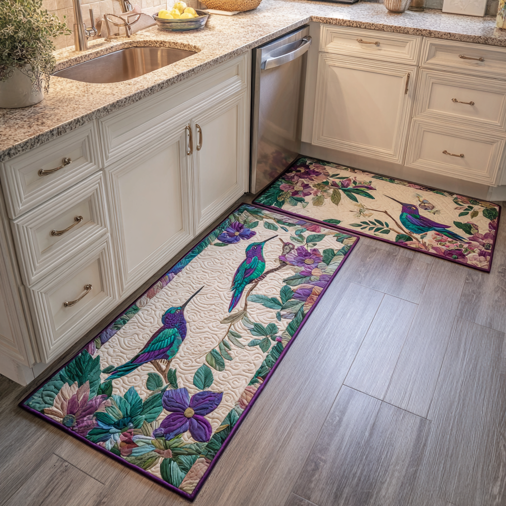 Non-slip kitchen rug with hummingbirds and a light atmosphere NCU0DK11064