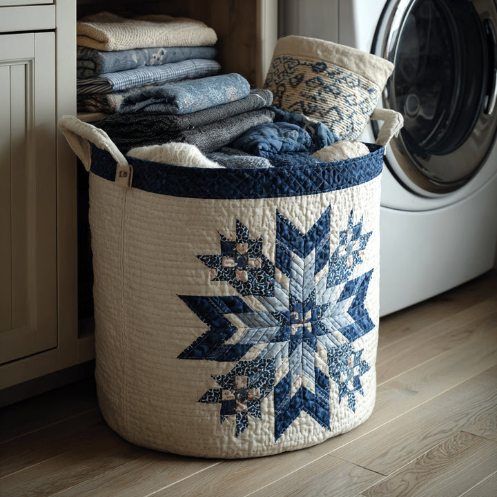 Quilted laundry basket with winter pattern NCU0HNH199