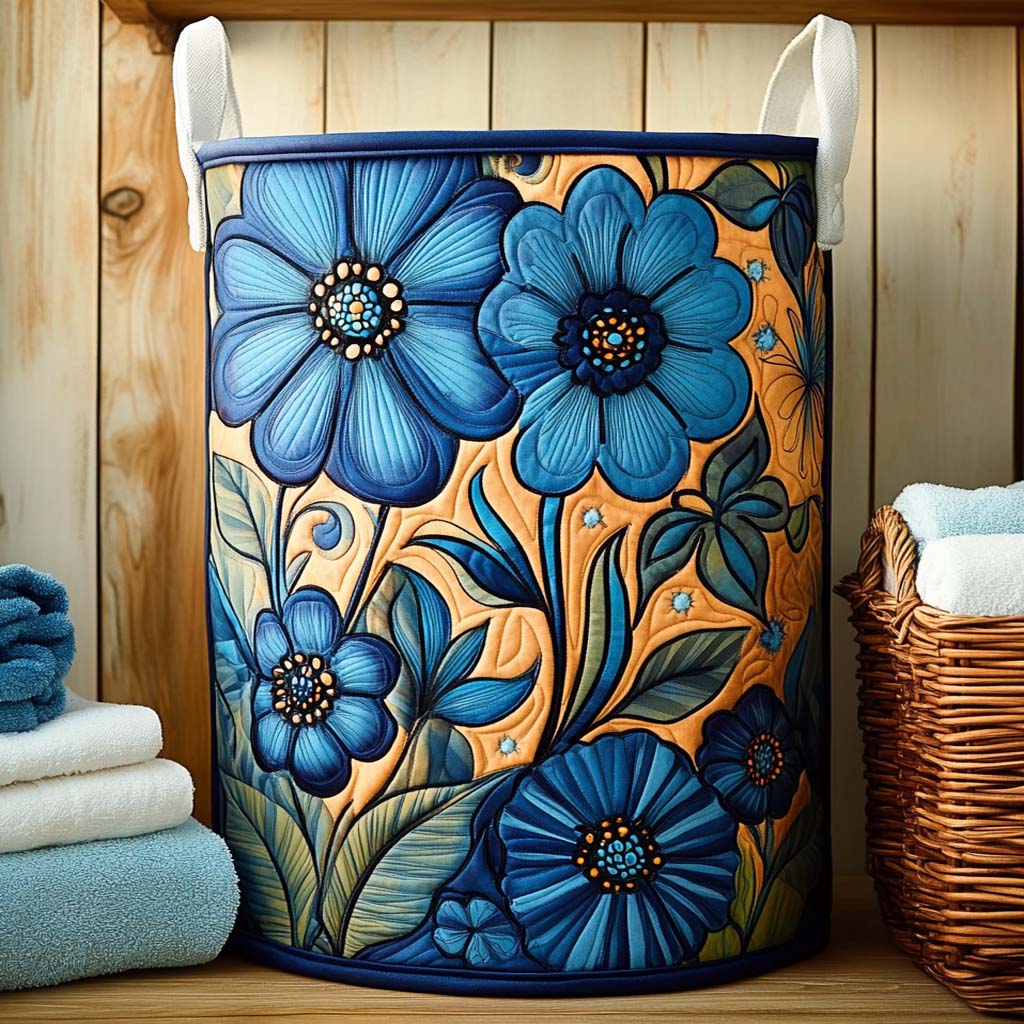 Quilted laundry basket with floral pattern NCU0NXD200