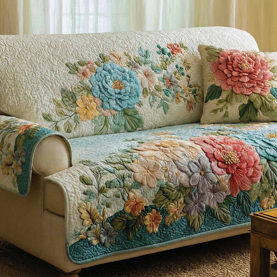 Ivory Quilted Sofa Cover NCU0XD2438