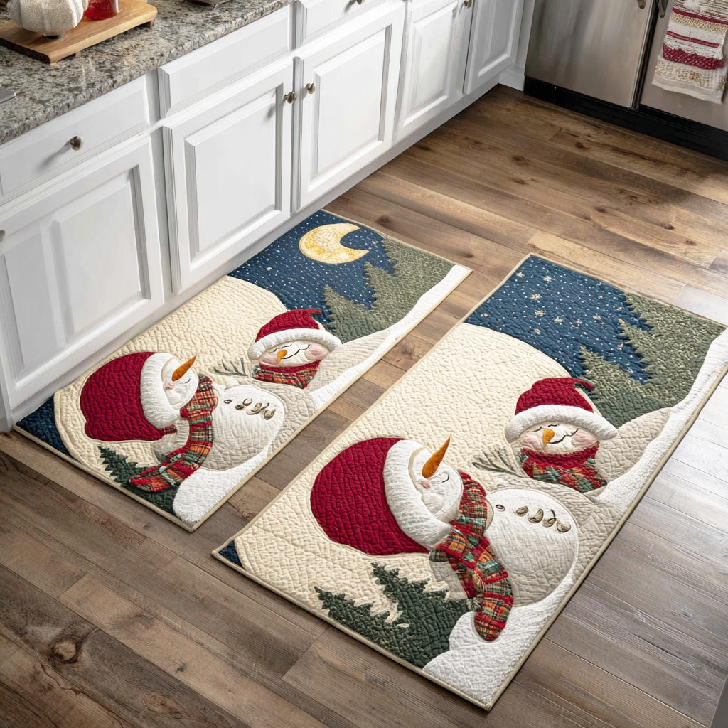 Cheerful Non-Slip Winter Kitchen Mat with Snow NCU0TD1697